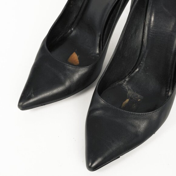 Saint Laurent Black Leather Pointed-Toe Pumps - Picture 6 of 9